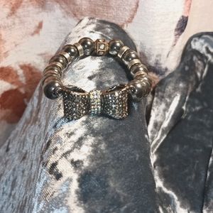 Stretch bracelet, semi-precious beads Hematite, sparkle, eye catching, Stackable